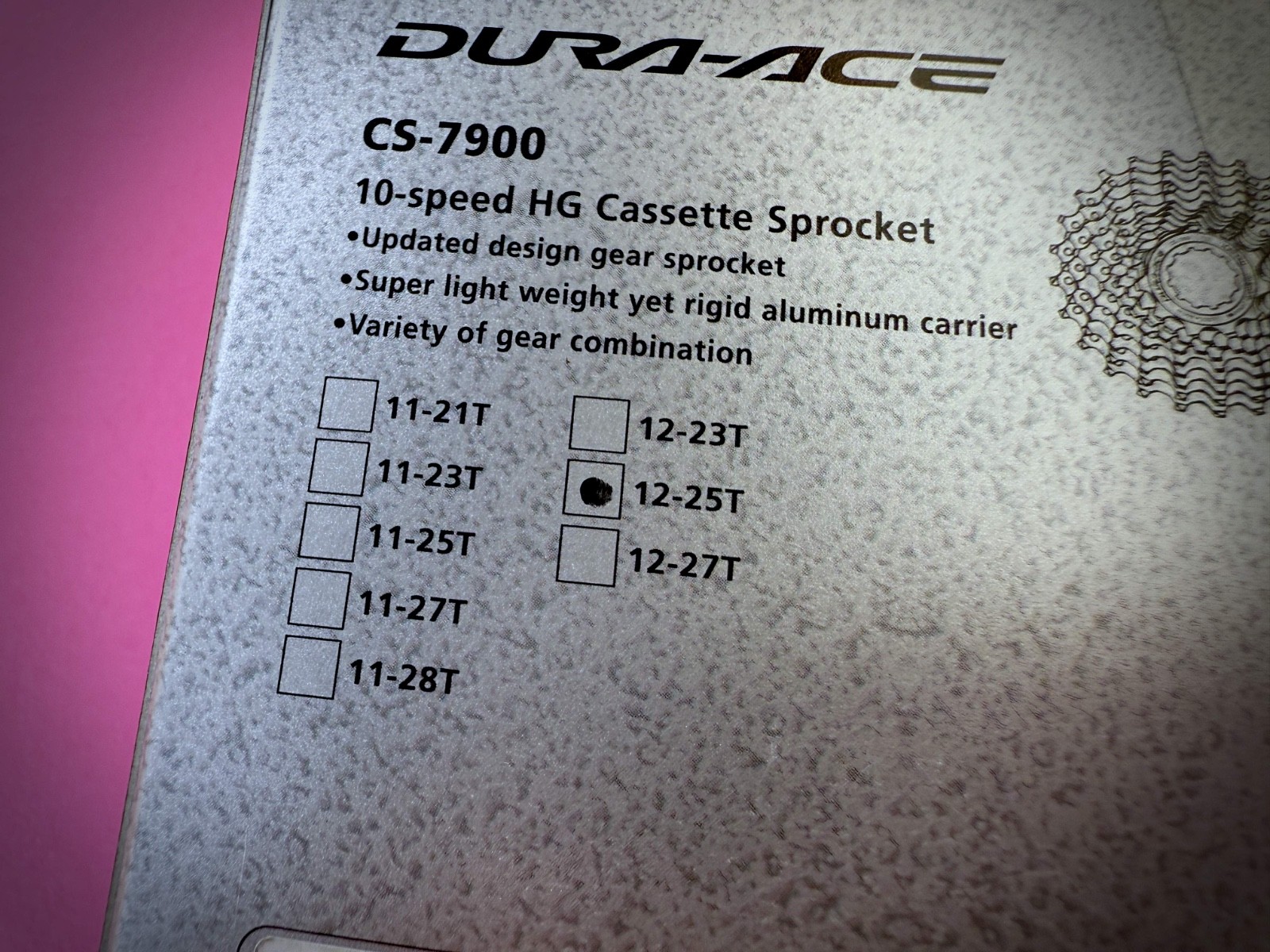 SHIMANO HARD SPROCKET CASSETTES ACE CS-7900 12-25t ALU-TITANIUM NEW IN BOX NOS 10s