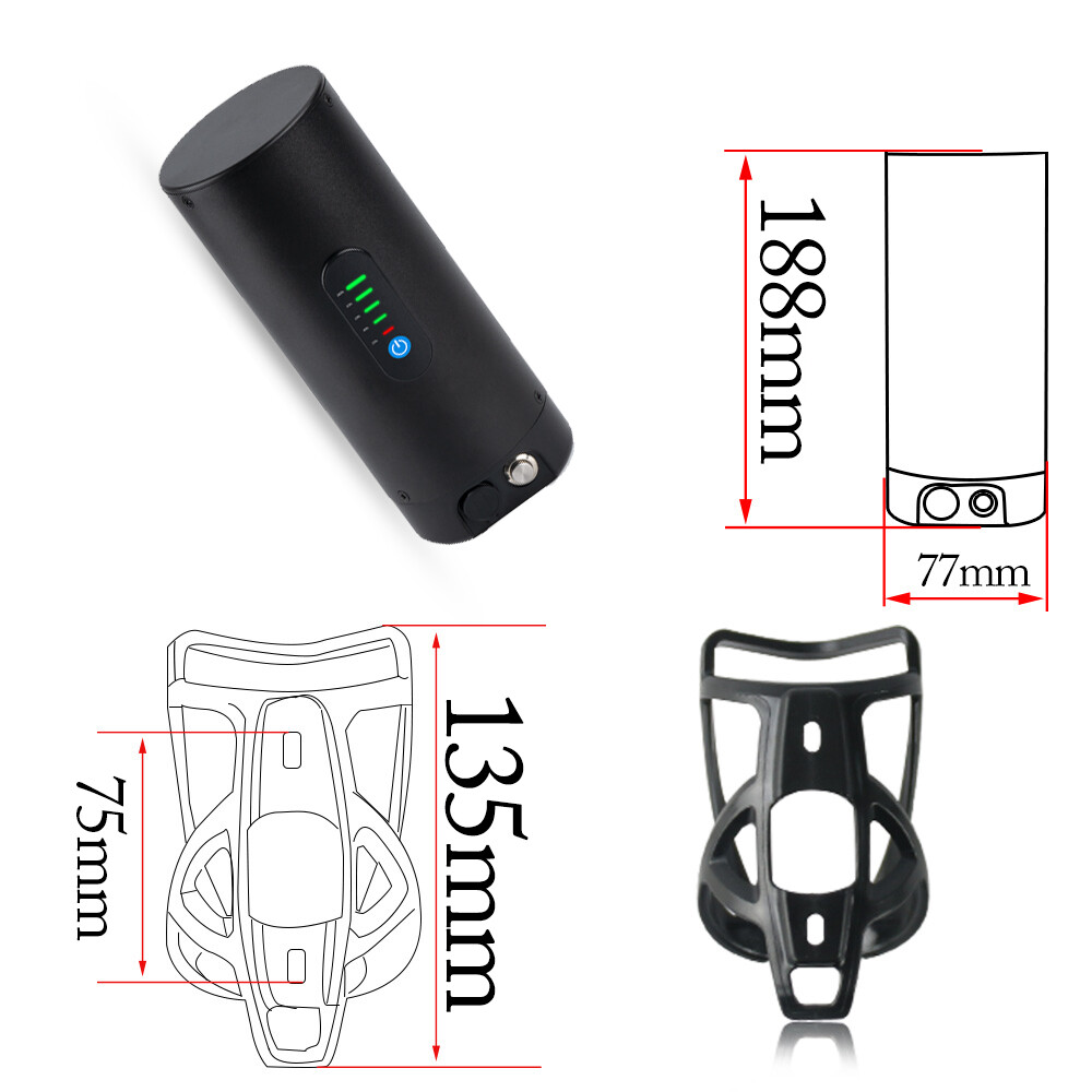 UPP Mini Water Bottle Li-ion Ebike Battery 36V 48V 7Ah 10.5Ah for 50W-500W Motor