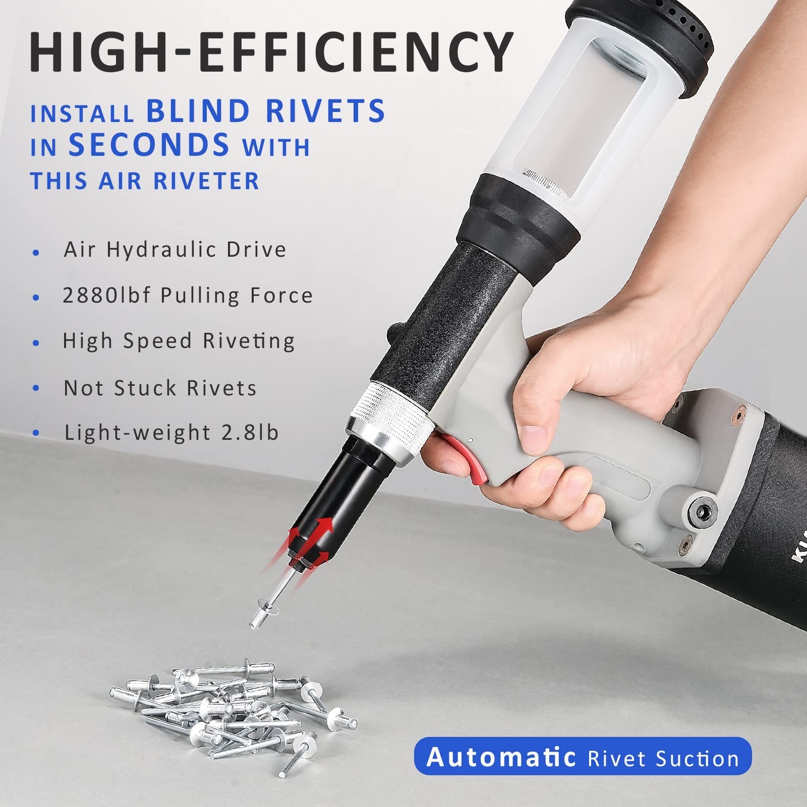 Pneumatic Rivet Gun S30 Self-Suction Air Rivet Gun 3/16″ 5/32″ 1/8″ 3/32″ Hyd…