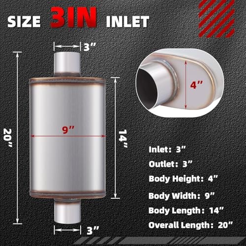 3 inch Universal Muffler, Performance Chamber 3 Inch Center In / Center Out