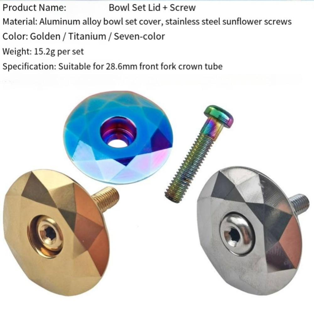 Headset Cap Aluminum For 28.6mm Fork Steerer Tube Bowl Cover with Screws