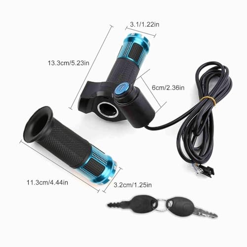 1 Pair E-Bike Throttle Grip, Universal Twist Handlebar with Digital Blue