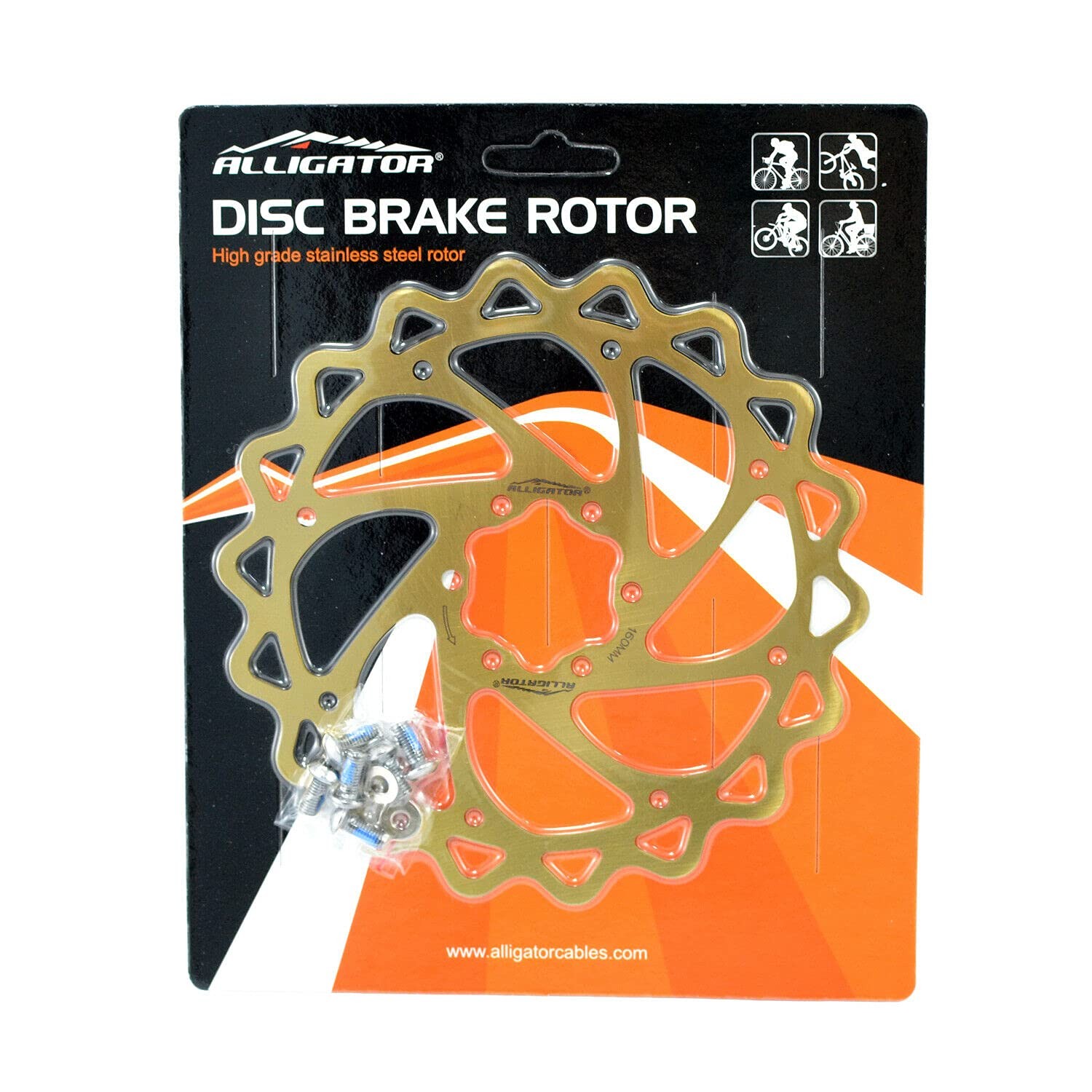 2 Pcs Alligator Brake MTB Road Bike Disc Rotor 160mm Replacement Parts Gold