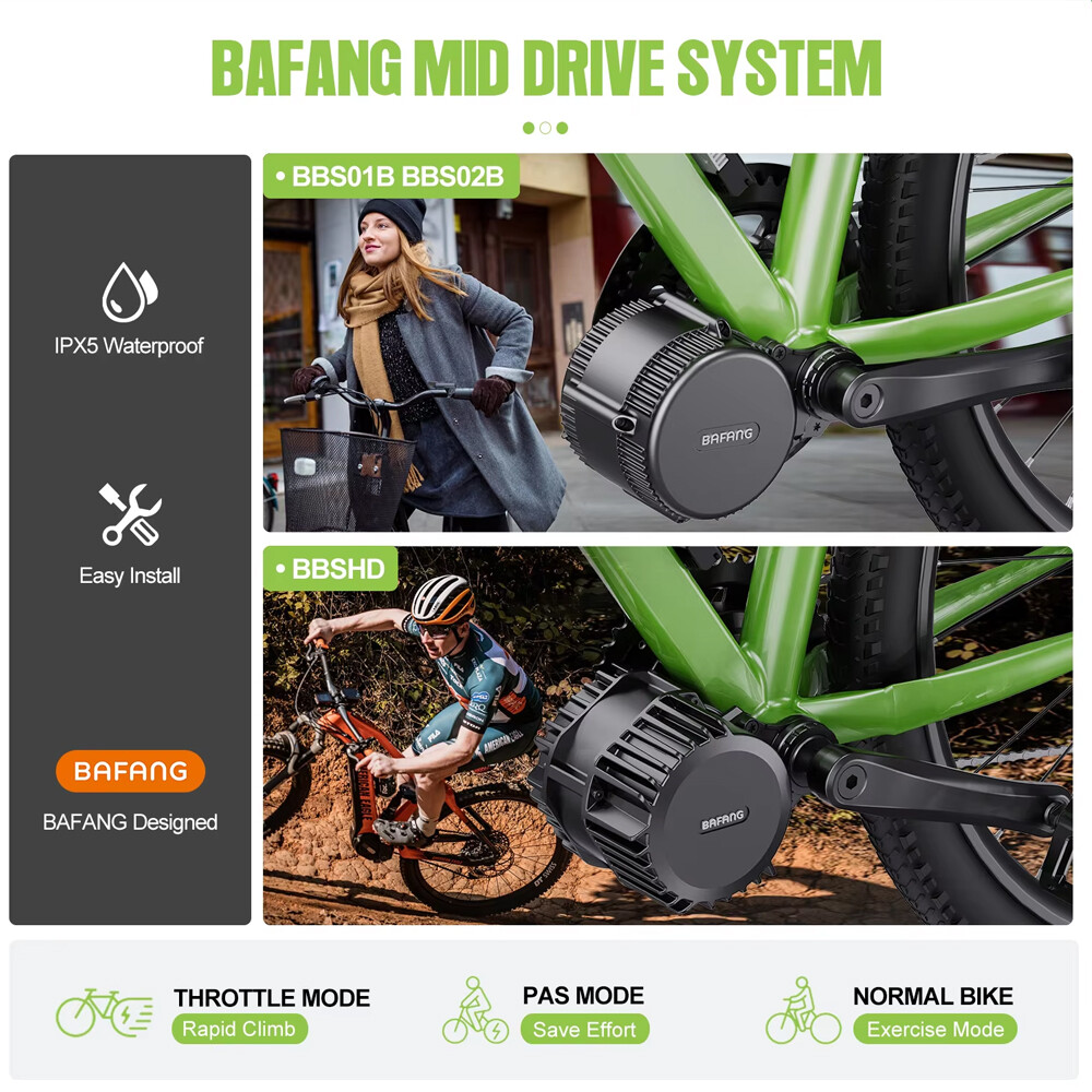Bafang 48V Mid Drive Motor Kit 500W 750W 1000W EBike Conversion Kits BB68-120mm