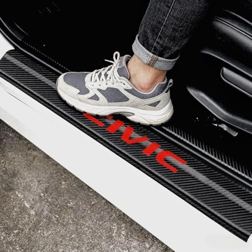 4PCS Carbon Fiber Style Leather Door Sill Protector Scuff Plate Cover Guard ci