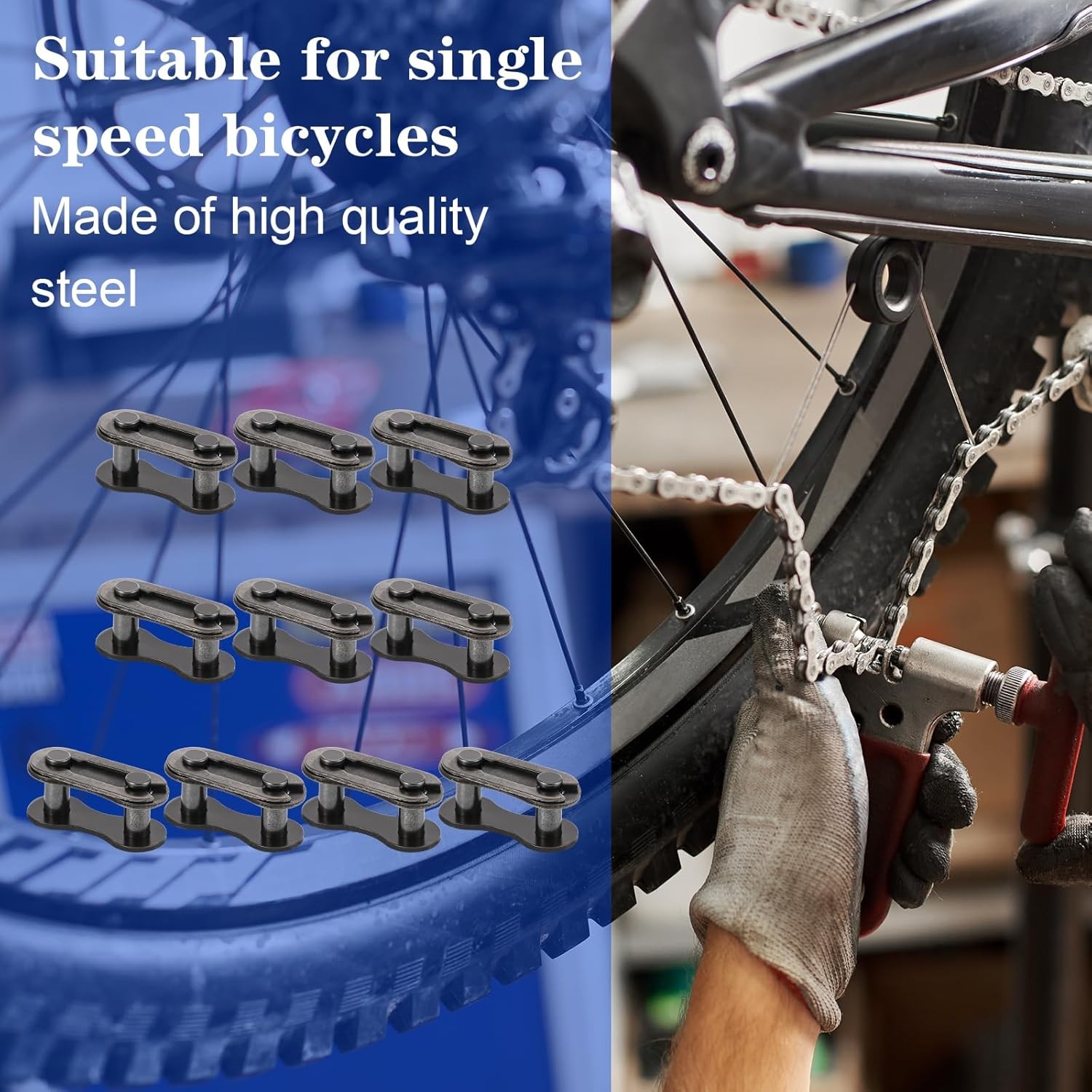 10 PCS Bike Chain Master Links Single Speed Steel Bicycle Repair Connectors