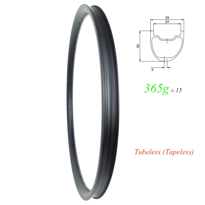 650B MTB XC SL 33mm width Carbon Rims 30mm Depth 24H-36H Clincher Tubeless