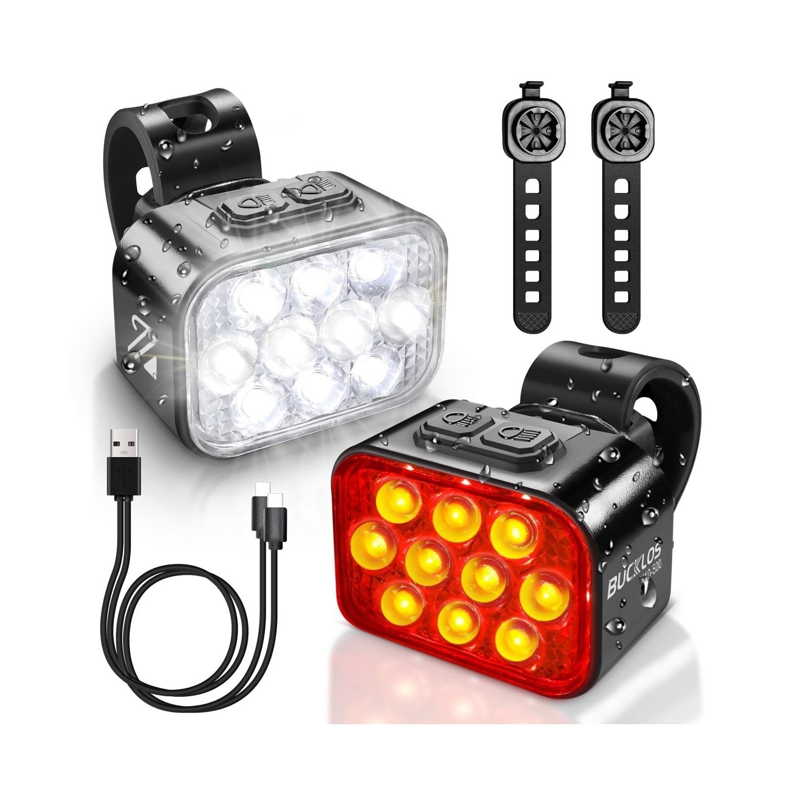 BUCKLOS Bike Lights Front and Back for Night Riding, 10 LED Ult… FAST USA SHIP