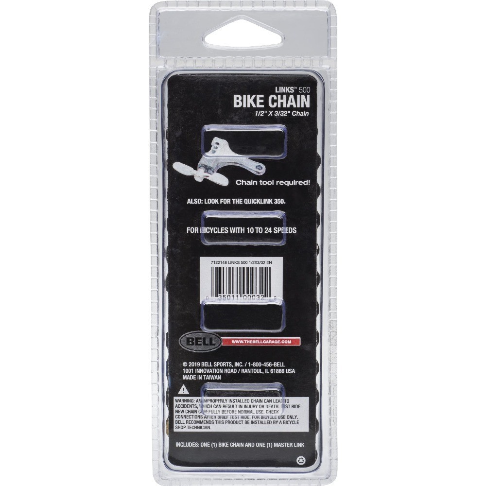Links 500 Bicycle Chain for 10-24 Speed Bikes, 1/2 inch x 3/32 inch 112