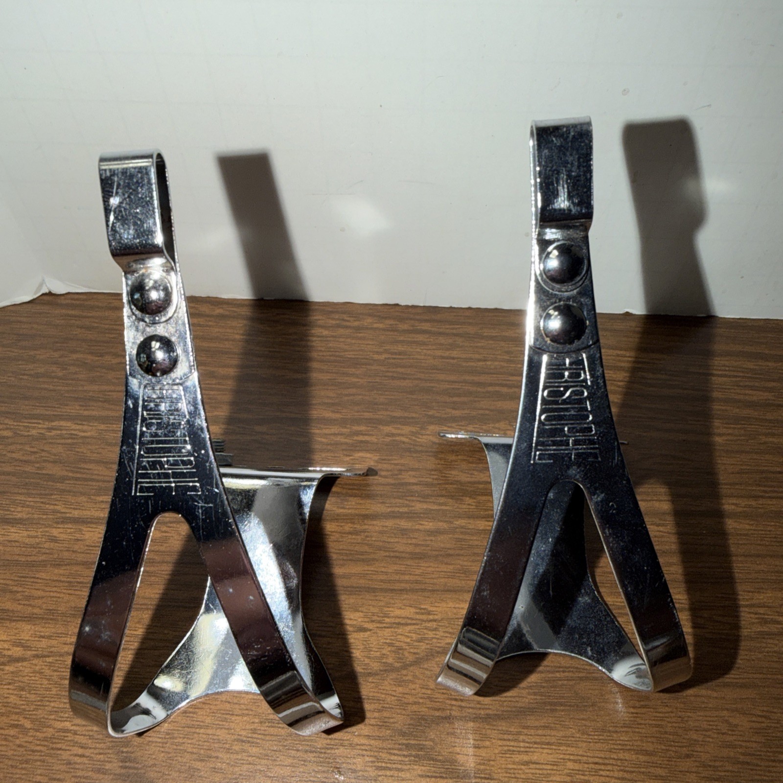 Vintage Christophe Road Bike Toe Cages Clips w/Lapize Leather Straps France