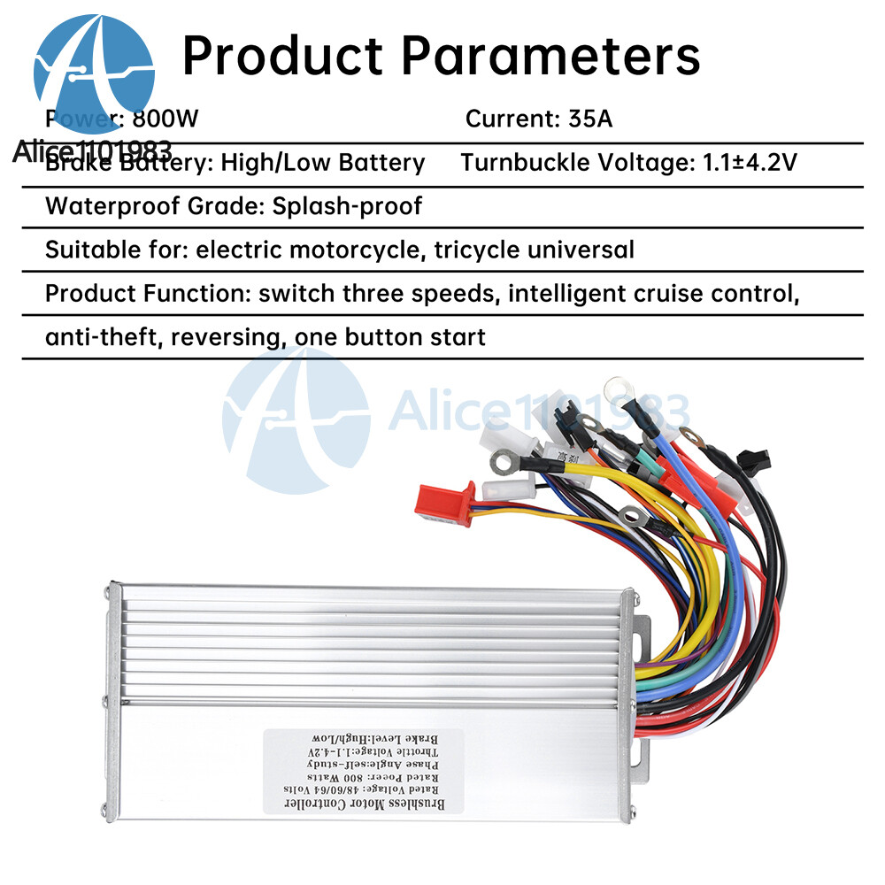 48V 60V 64V 35A 800W Intelligent Brushless Motor Controller For Electric Bicycle