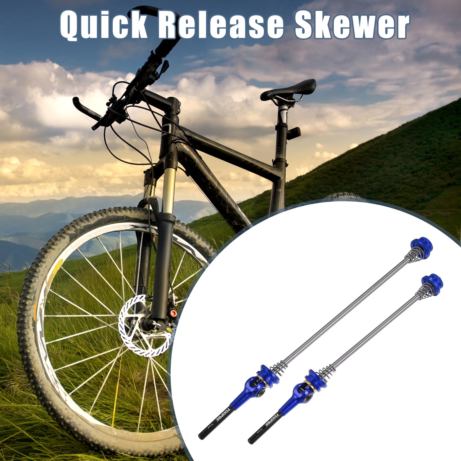1 Pair Front Rear Bicycle Quick Release Axles Skewers Lever 140mm 180mm Blue