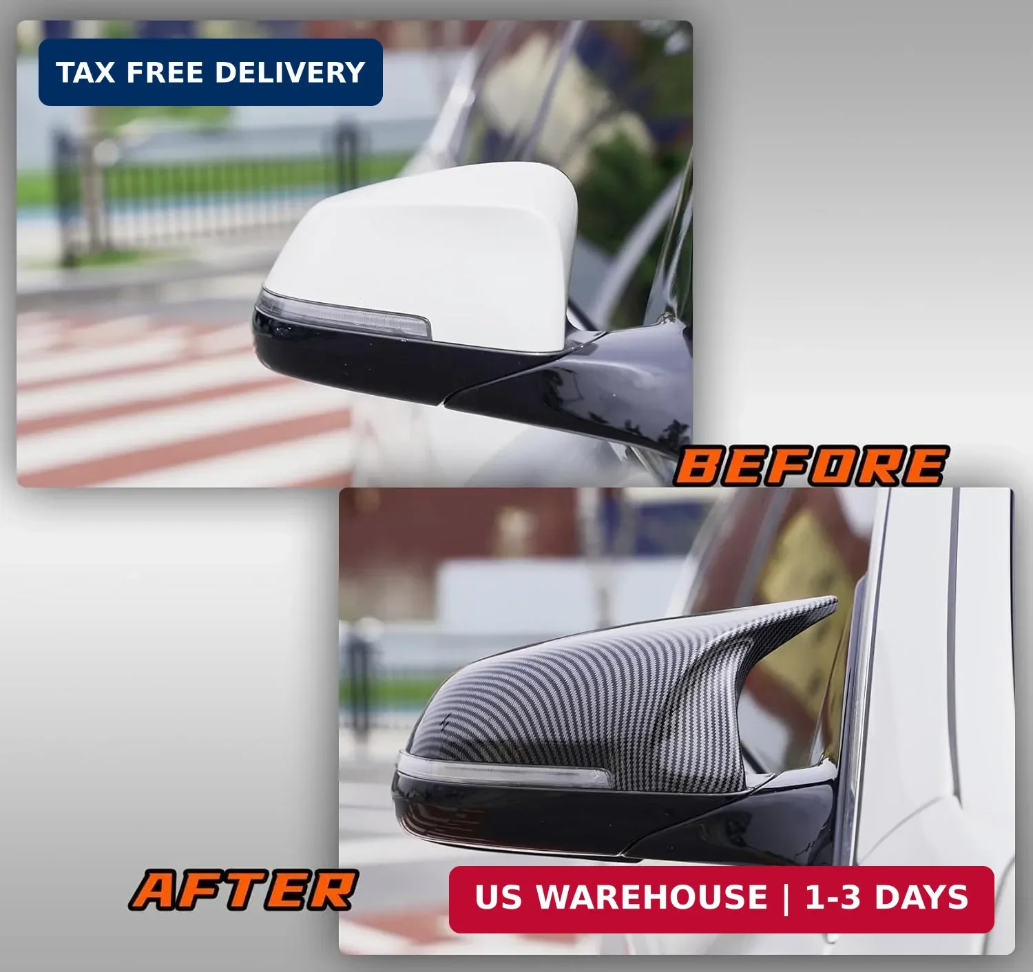 Mirror Caps for F10 – Durable Quality Carbon Fiber Look, Mirror Covers Compatibl