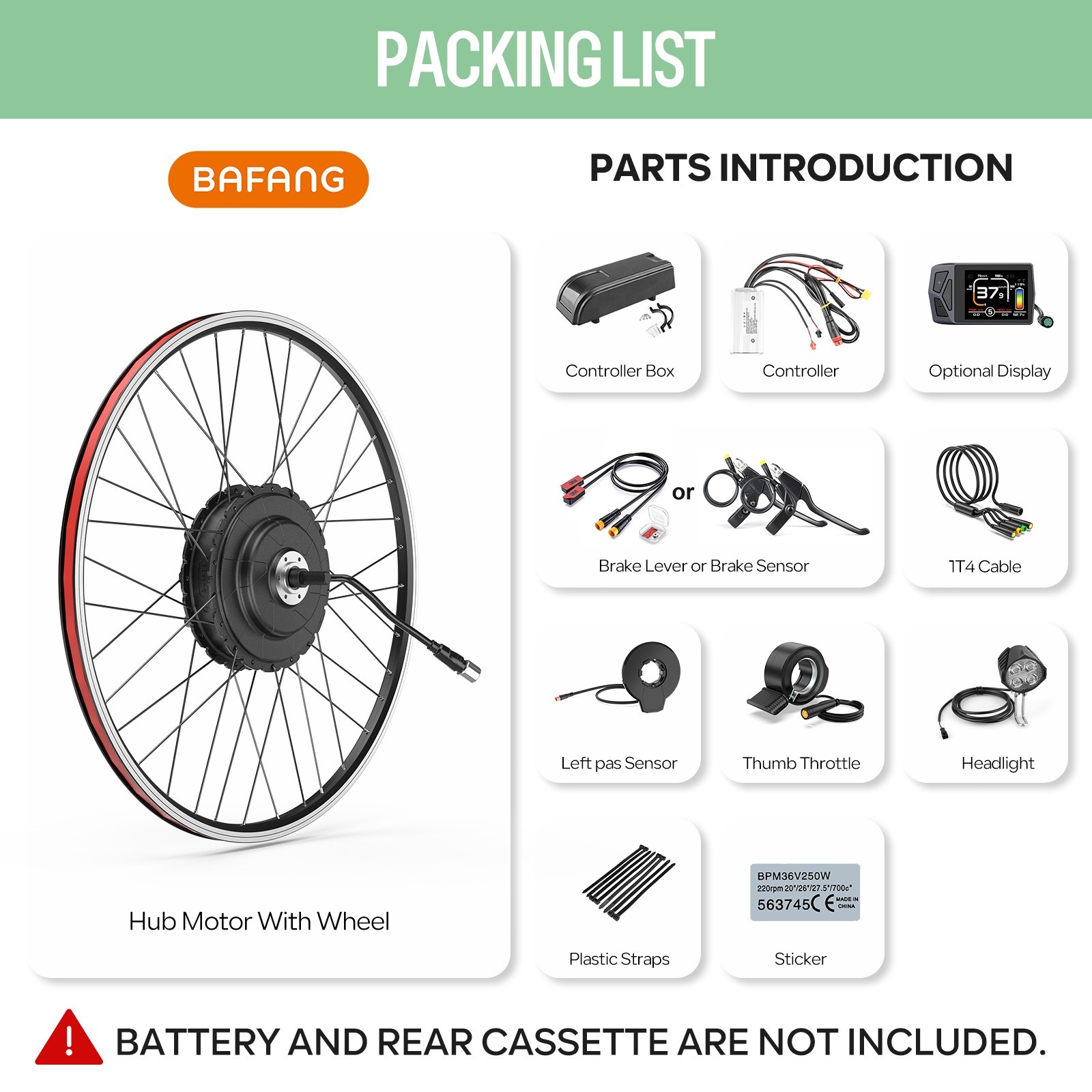 48V 750W BAFANG Rear Wheel Hub Motor DIY 26″ 27.5″ 700C EBike Conversion Kits US