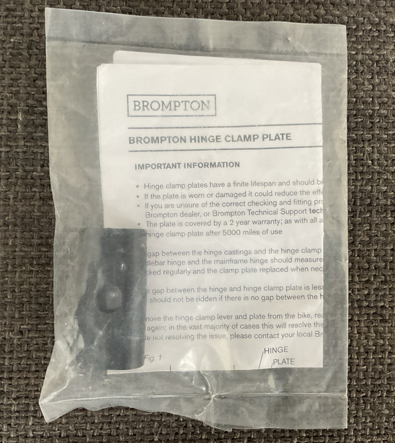 Brompton Hinge Clamp Plate Only Black, Free Mainland Shipping