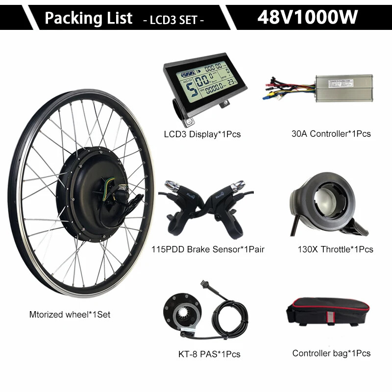 48V 1000W Electric Bicycle 20-29inch 700C Front Rear Hub Motor Wheel Kit