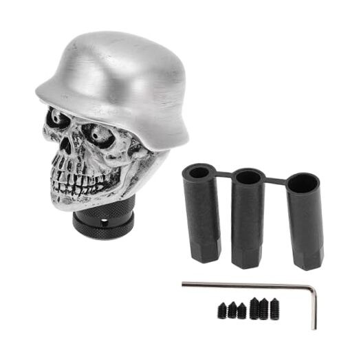 8.6cm Skull Shift Knob Universal Gear Shifter Knob Resin Stick Silver Tone