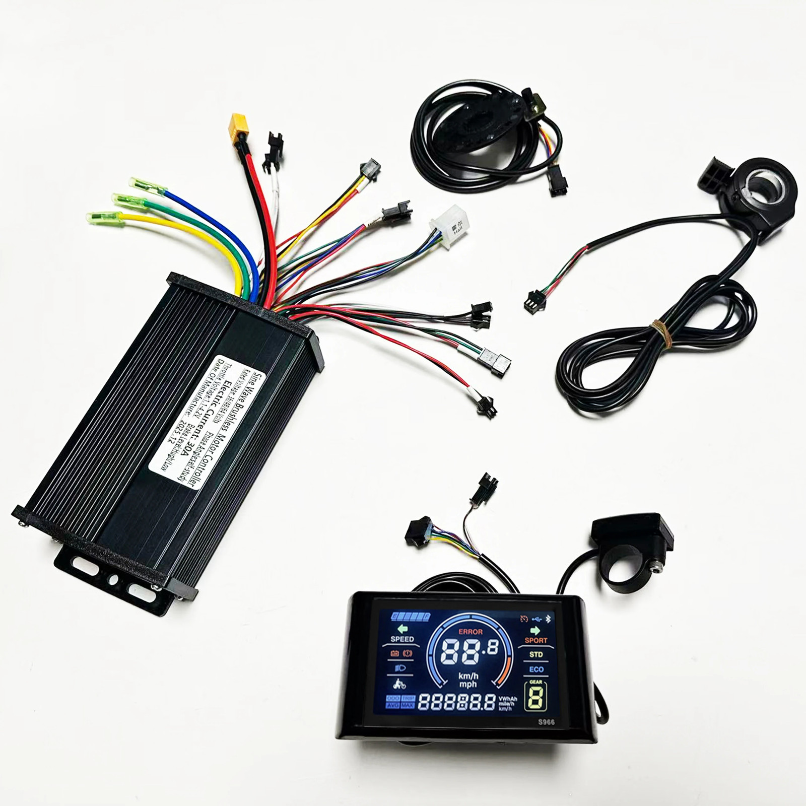 1000W-2000W 30A/40A sine wave controller with S966 LCD PAS and Throttle，36V 48V
