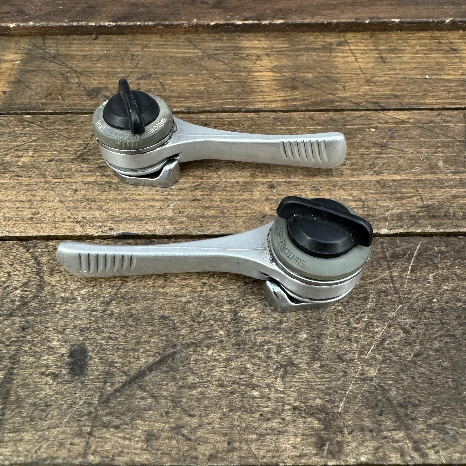Vintage SunTour AccuShift Power 6 Speed Down Tube Shifter Set Silver Japan