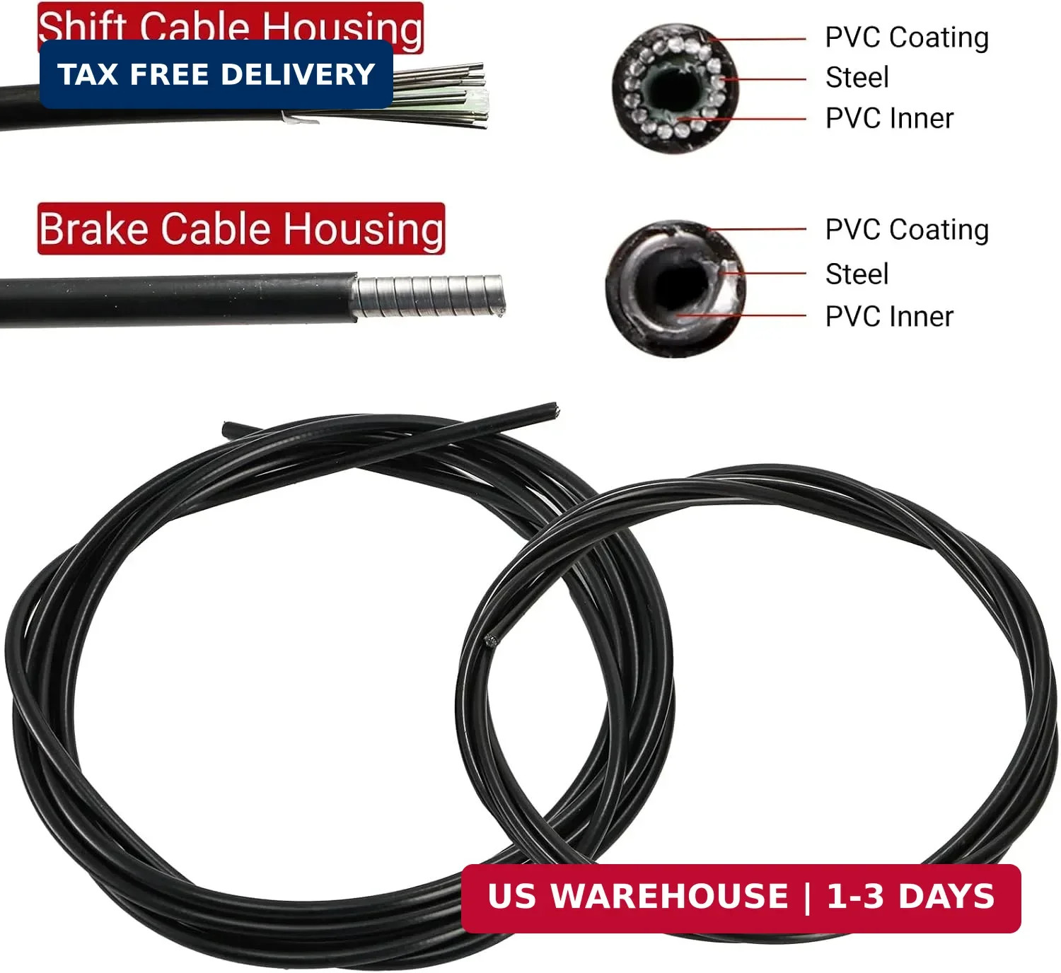 Bike Cable Kit, Cutter End Caps Included, 91 Pieces | Bicycle Shift Brake Cable,