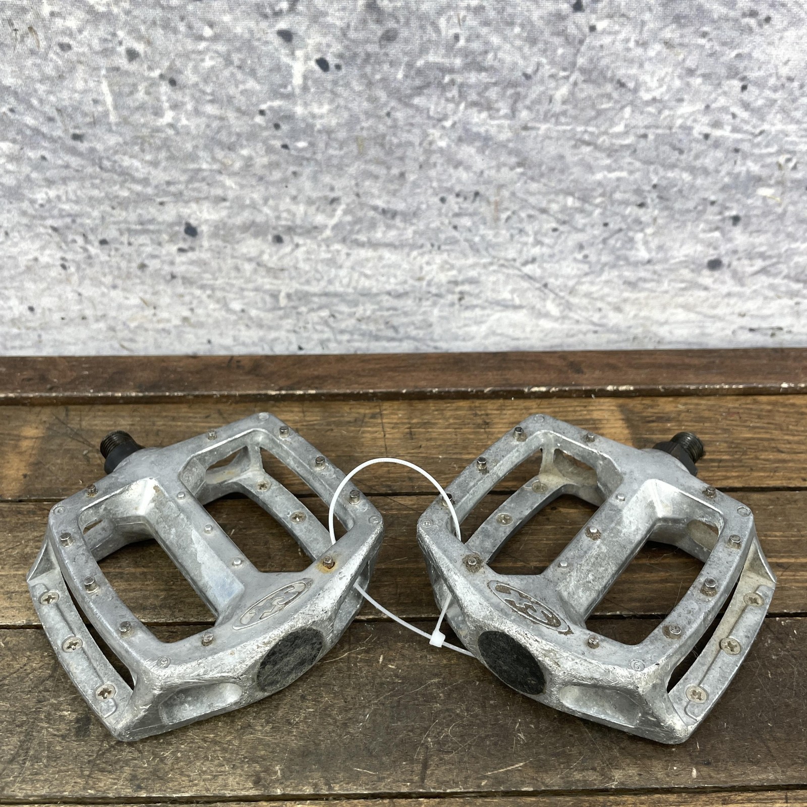 Vintage Schwinn XS BMX Pinned Pedals 1/2 Silver Aluminum Freestyle Old School