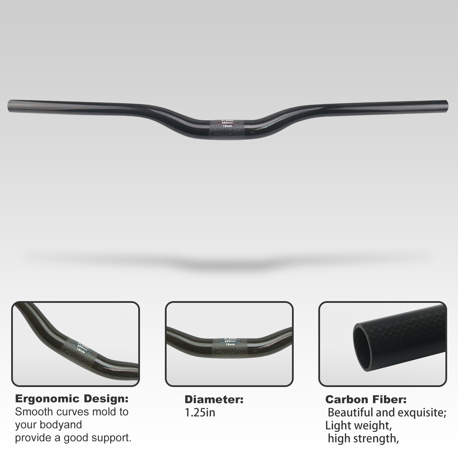 Carbon MTB Handlebar 31.8mm Carbon Fiber Mountain Bike Riser Handle Bar 680 700