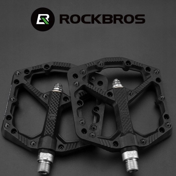 Rockbros 2021-12A black nylon cycling pedals with cleats