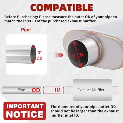 3 inch Universal Muffler, Performance Chamber 3 Inch Center In / Center Out