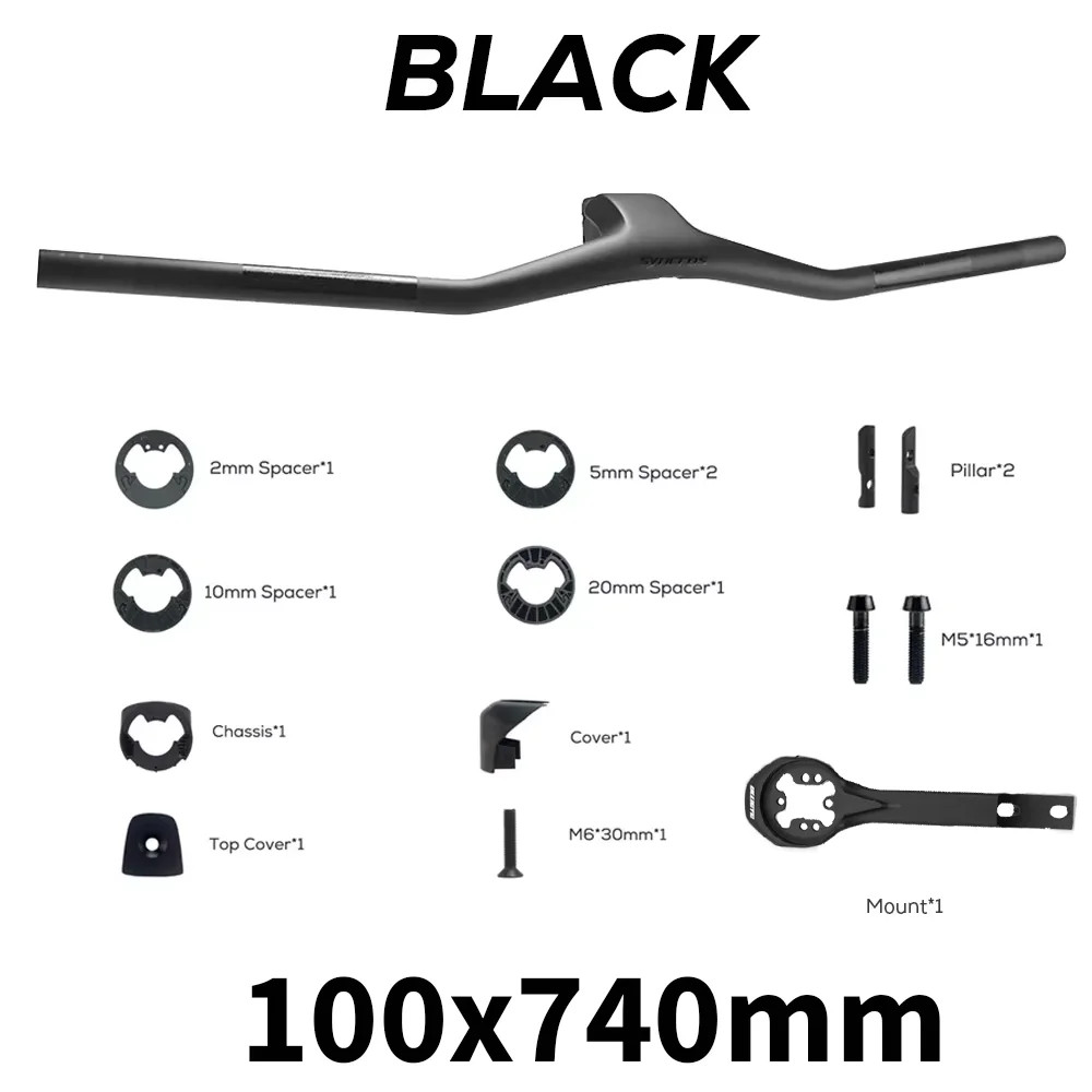Carbon Fiber Integrated XC Mountain Bike Handlebar -40 Degree Flat T-Bar