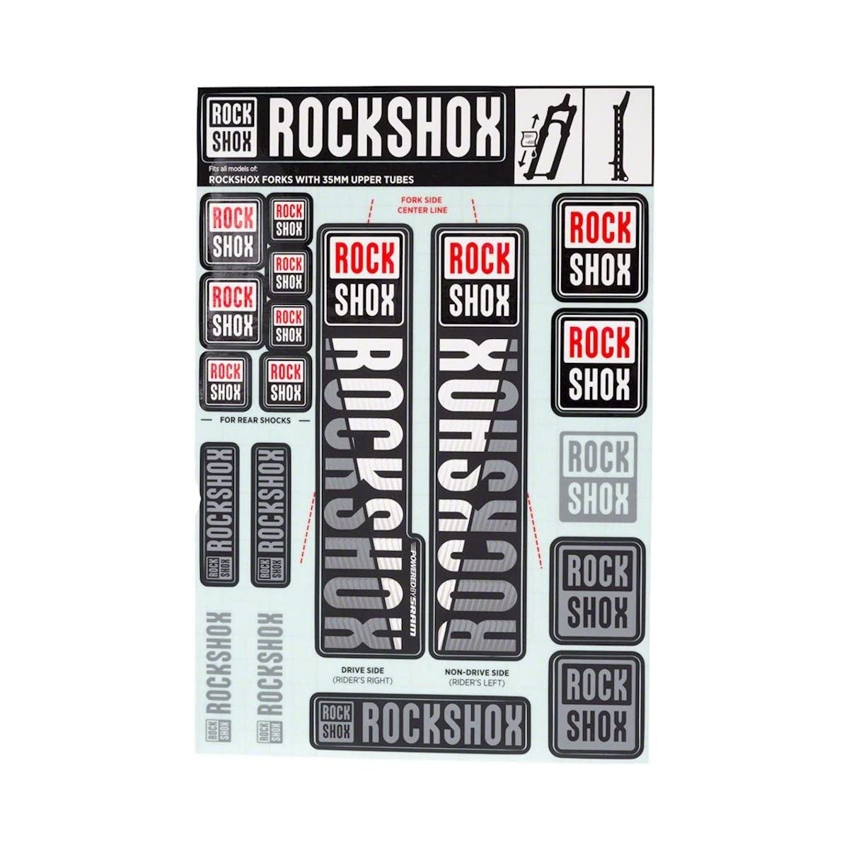 RockShox Decal Kit, 35mm, White One Size, Black
