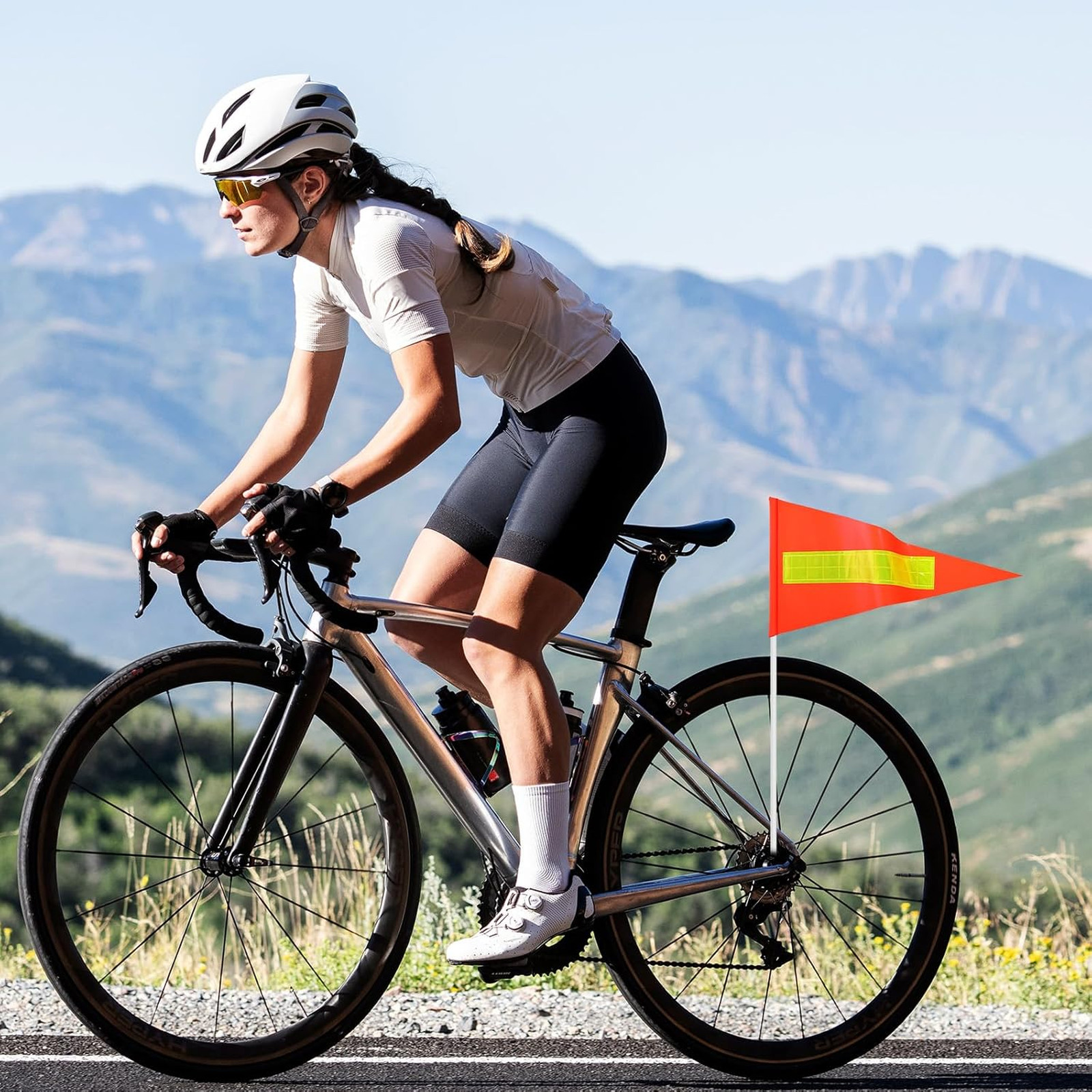 Bike Safety Flag Orange Reflective Strip Waterproof 41x22cm for Bikes Electric