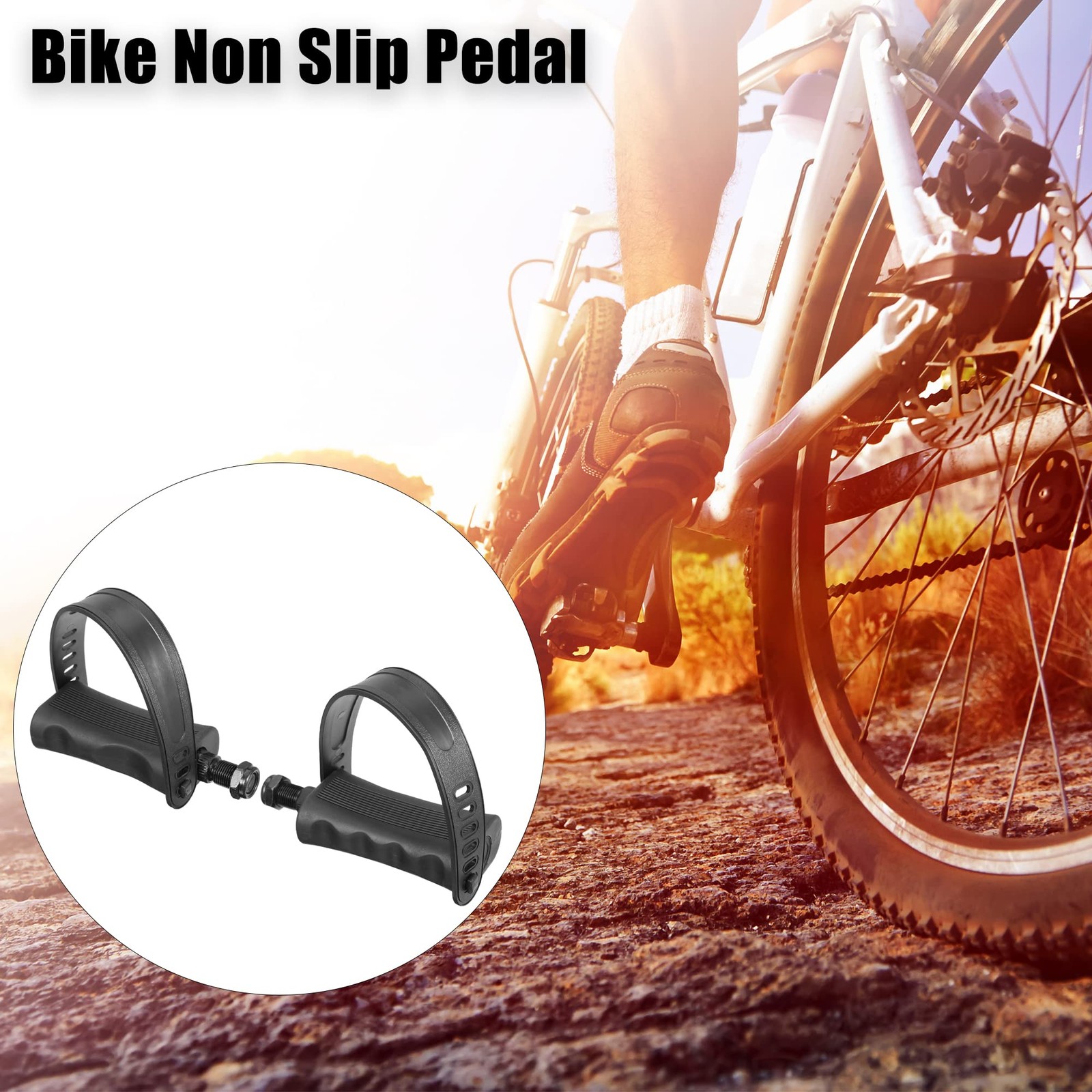 X AUTOHAUX 1 Pair Exercise Bike Pedals with Straps 9/16 Inch Spindle Cycling Par