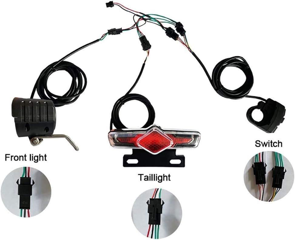 Ebike Light Set 36V 48V 52V 60V Lithium Conversion Kit Headlight Tail Horn