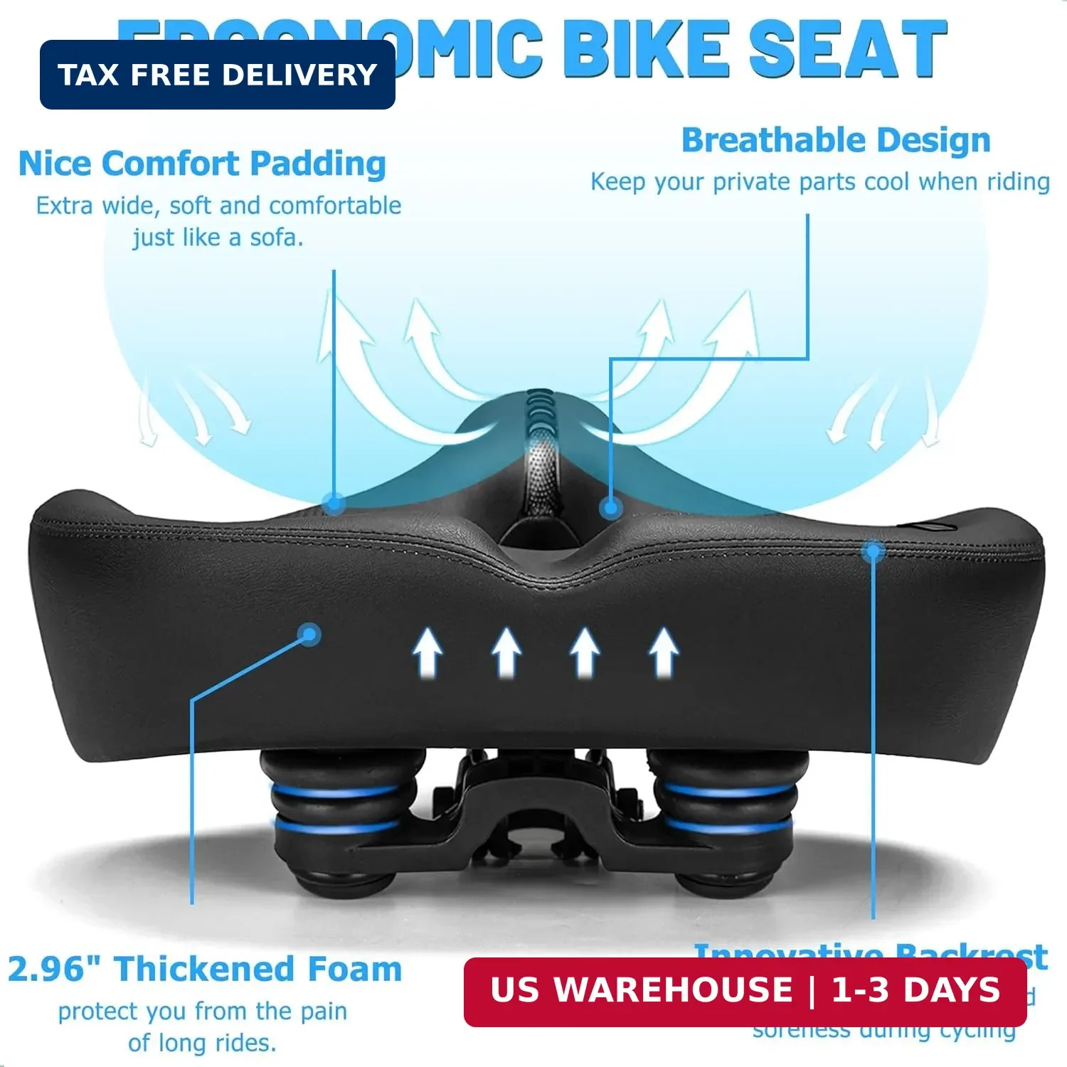 CDYWD Oversized Bike Seat for Men & Women Comfort, Extra Wide Bicycle Seat Cushi
