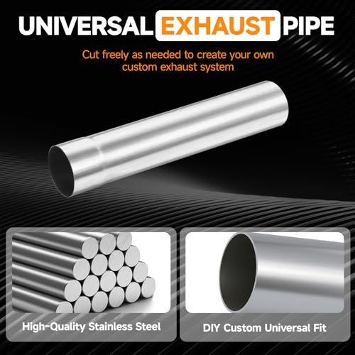 Straight Exhaust Pipe 2.25″ OD, Stainless Steel 2.25″ OD Straight-17.3″ Long