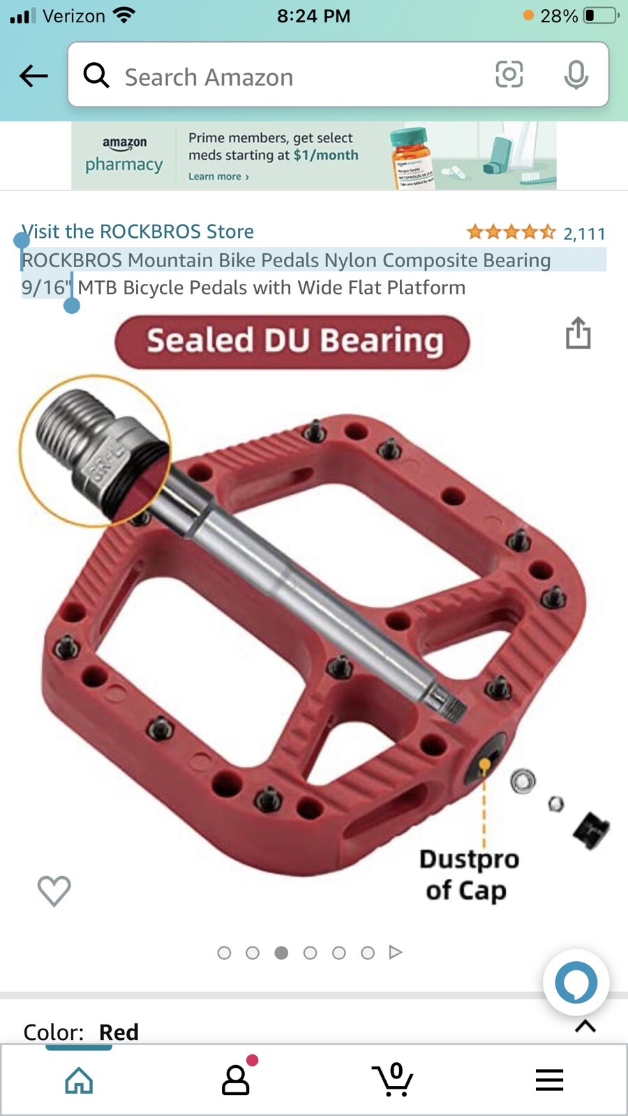 2 ROCKBROS Mountain Bike Pedals Nylon Composite Bearing 9/16″ MTB Bicycle Pedal