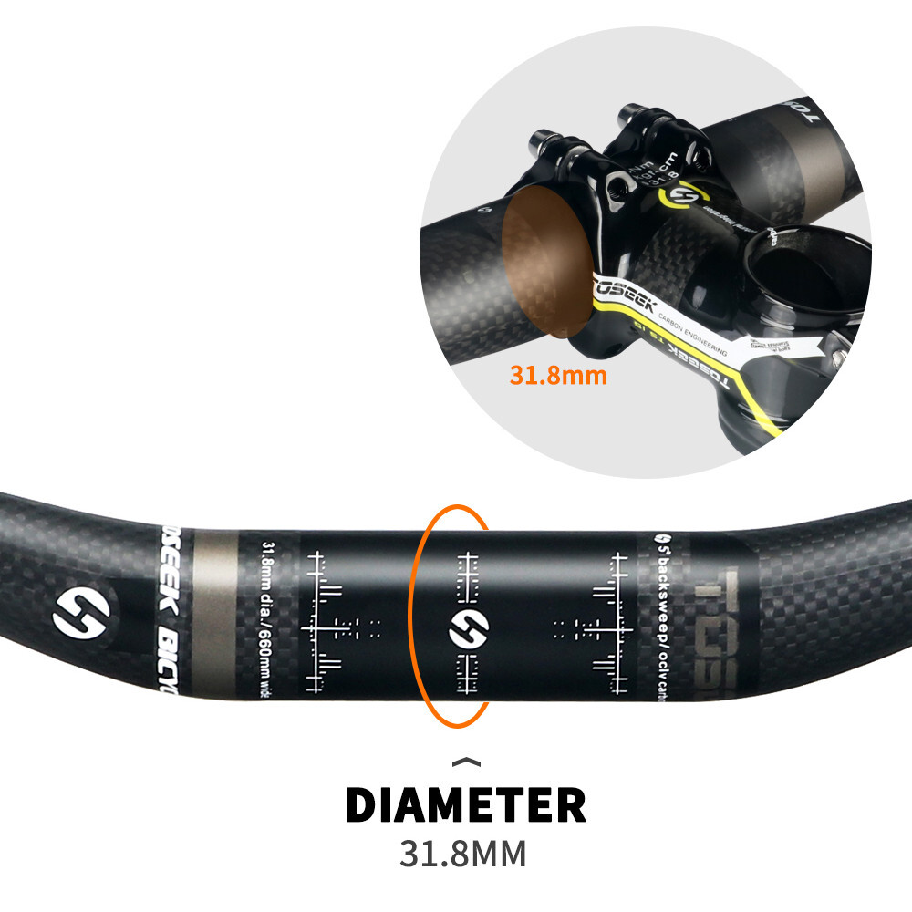 31.8mm Carbon Bicycle Handlebar Mountain Bike Flat Bar Rise Bar 580-760mm Black