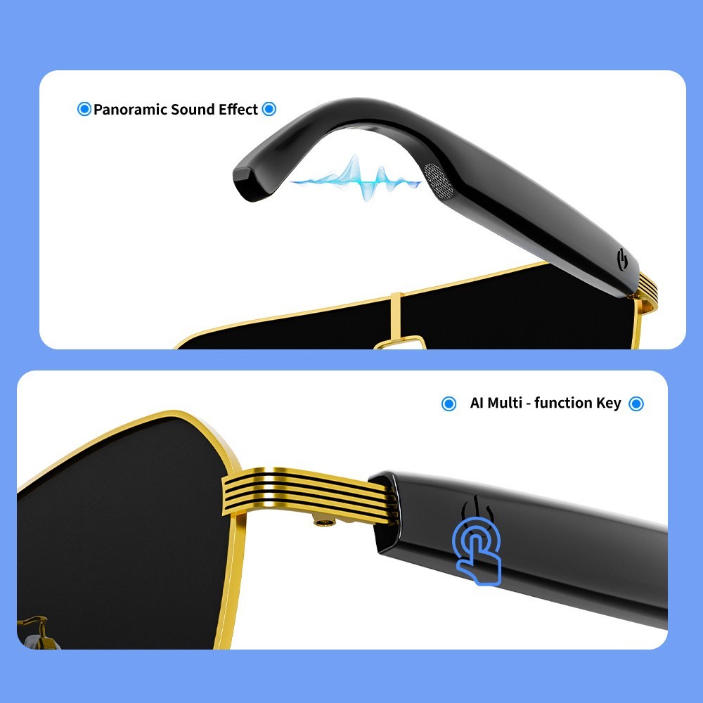 2026 AI Smart Glasses for Men&Women Bluetooth Open-Ear Speakers for Music Call