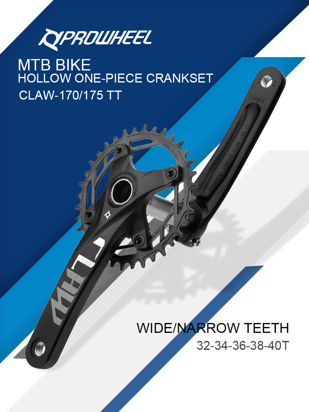 175 170mm 104BCD Mountain Bike Crankset 32 34 36 38 40T Narrow Wide Chainring