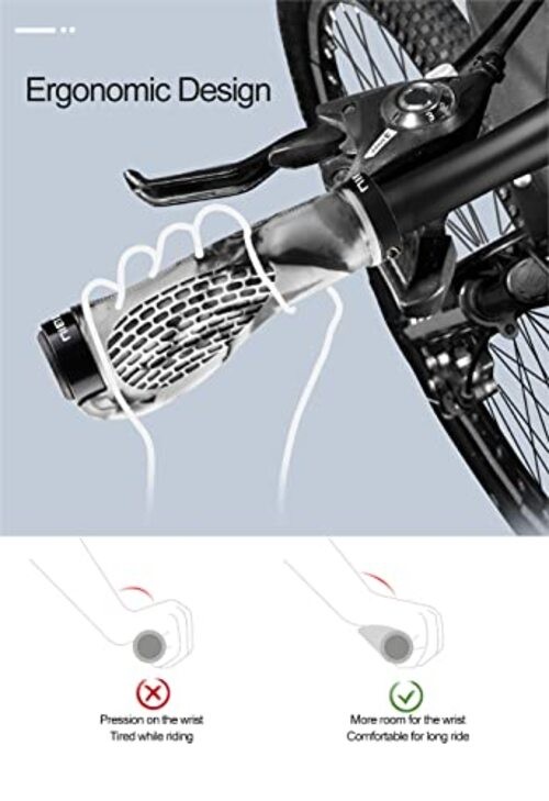 TOPCABIN Ergonomic Bike Grips – Widen Holding Rubber Grips Rubber Blue (1 Pair)