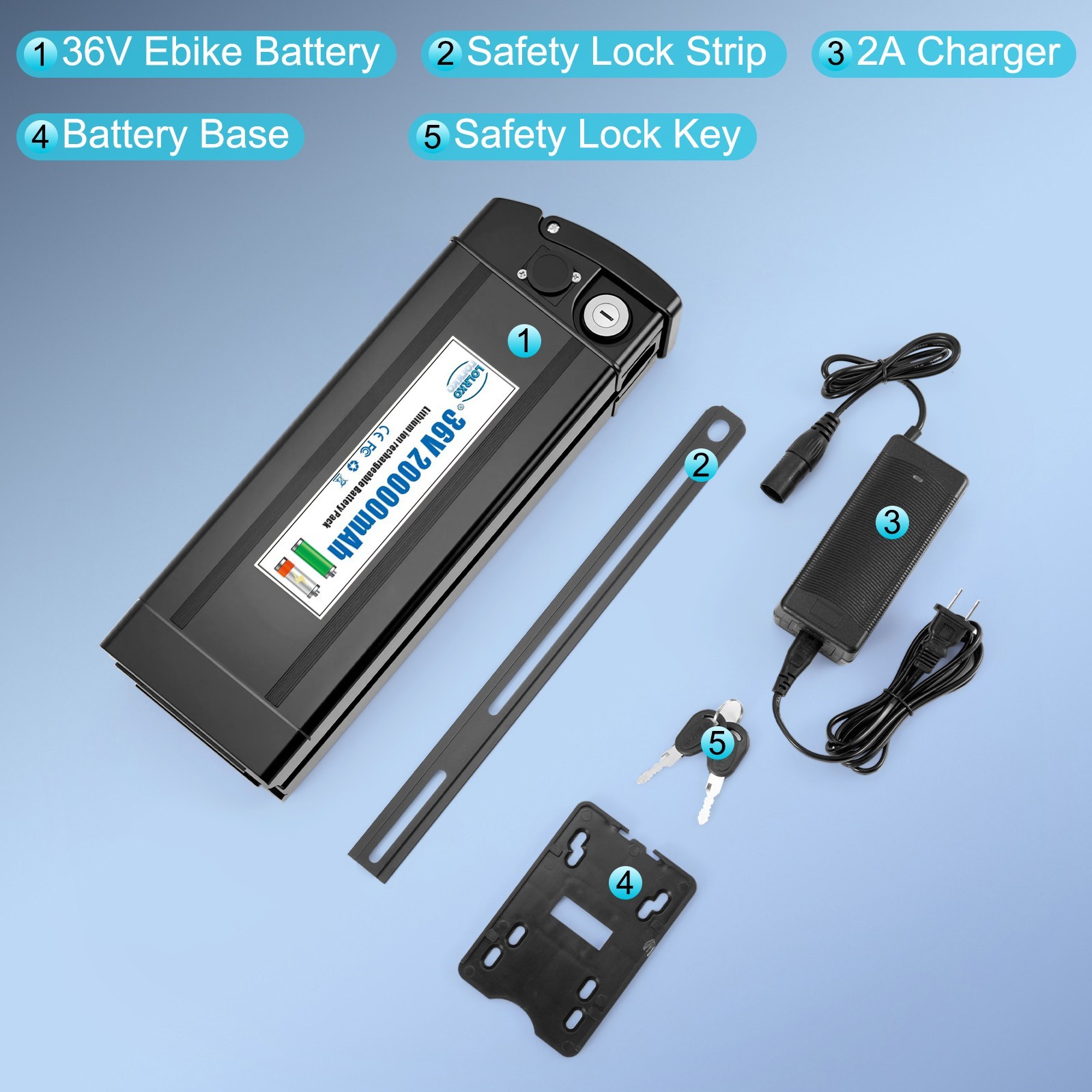 36V 20AH Battery for 200W-1000W Folding electric bicycle 30A BMS