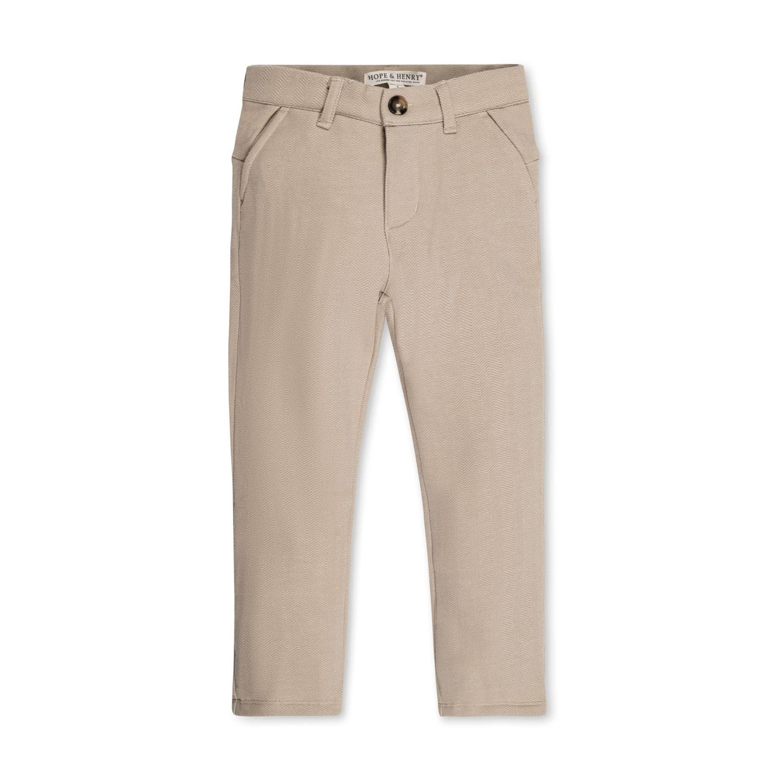Hope & Henry Boys’ Dressy Suit Pant 12-18 Months Taupe Herringbone Fleece