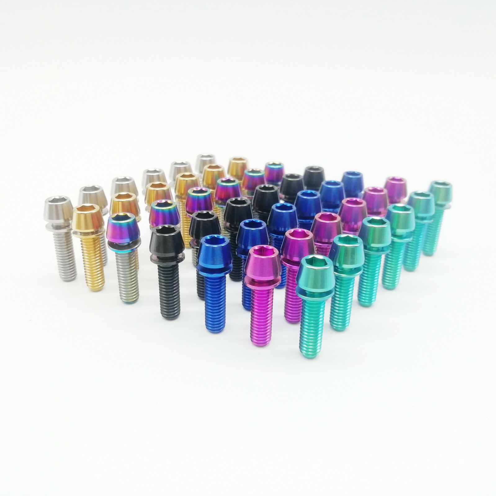 M5x18mm Titanium Ti Bike Stem Bolts Taper Head Bicycle Conical With Washers 6pcs