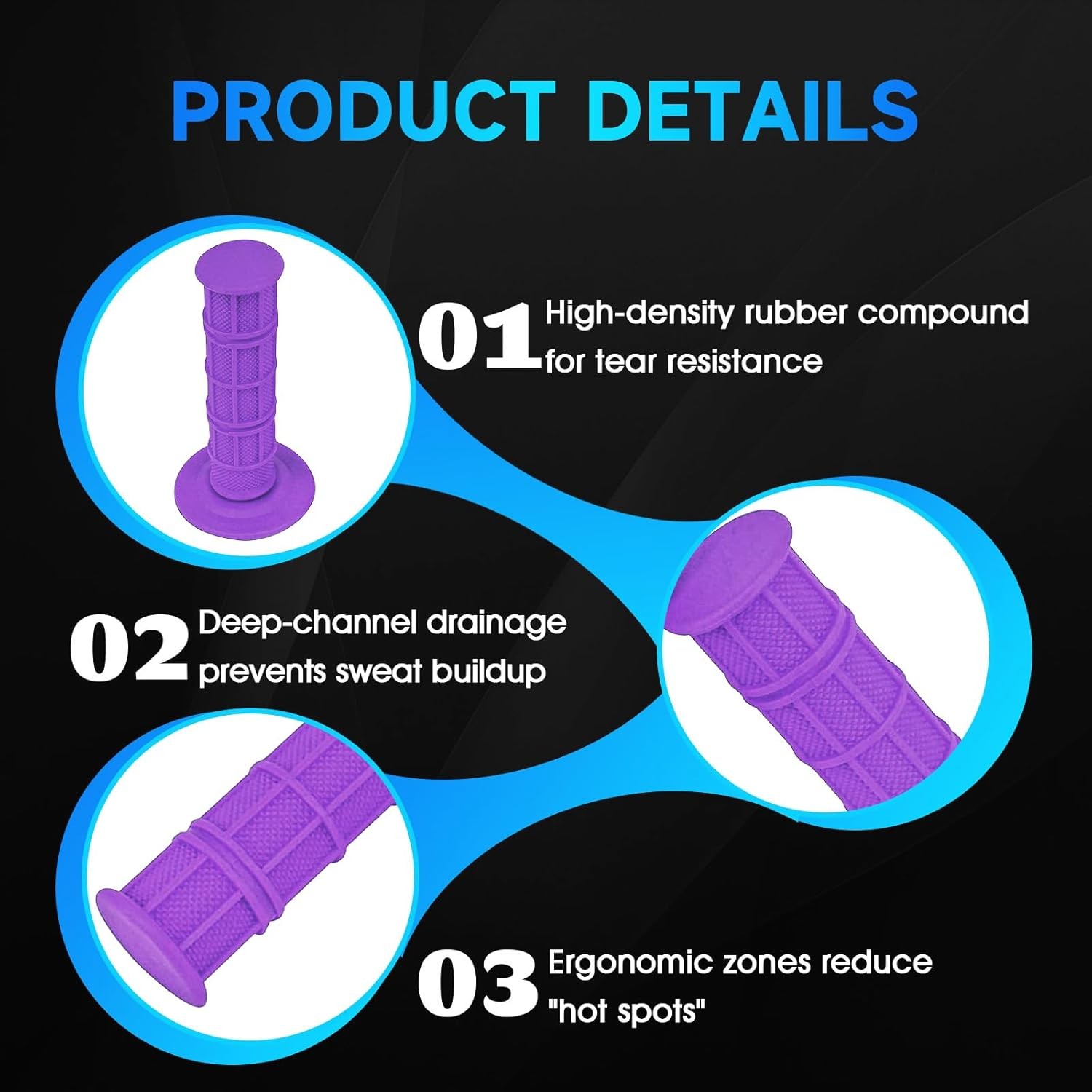 Dirt Bike Handlebar Grips 7/8″ Rubber Handle Grips Universal for Color: purple