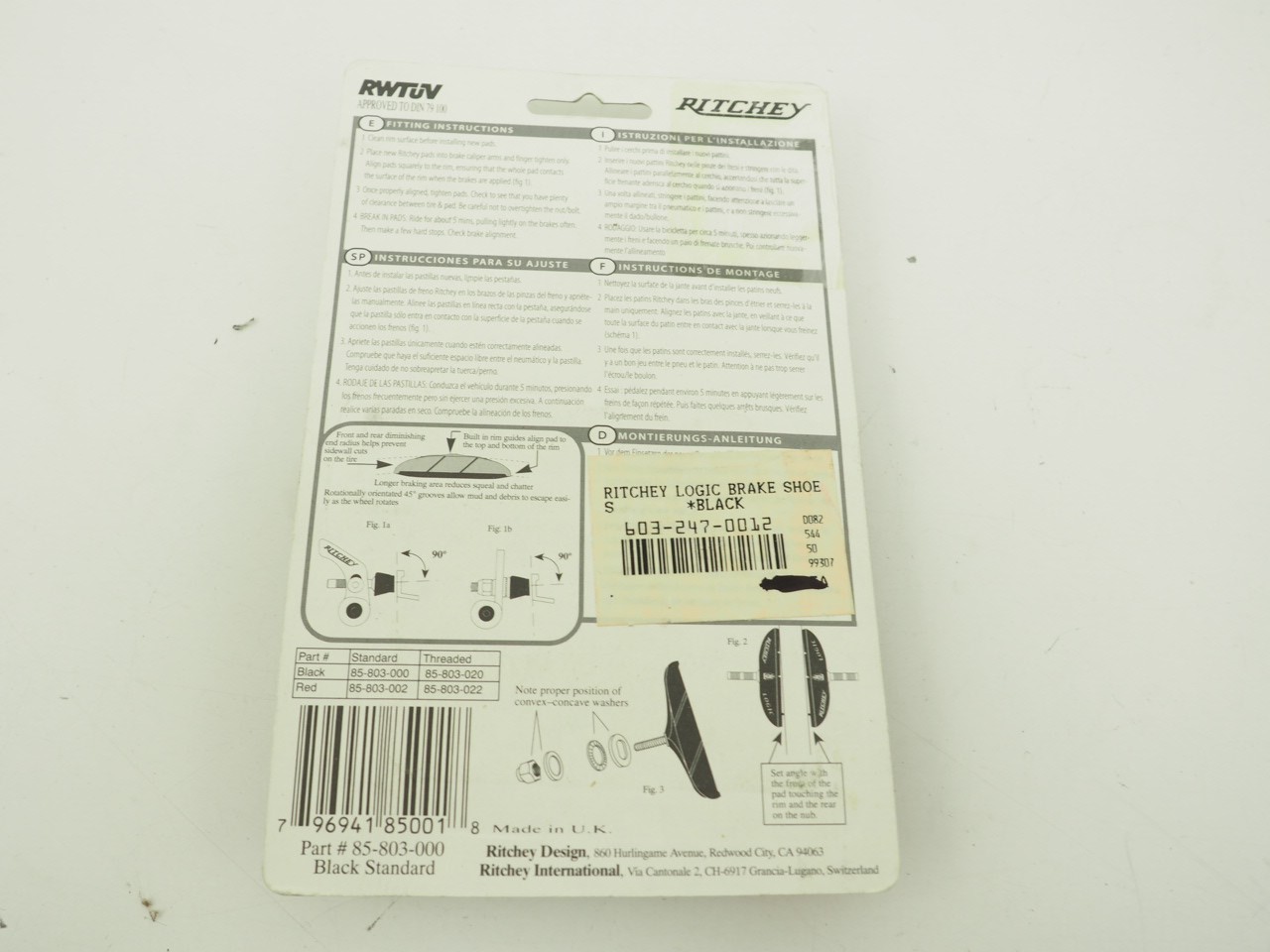 New! NOS Ritchey Logic Cantilever Brake Pads Black – All Conditions