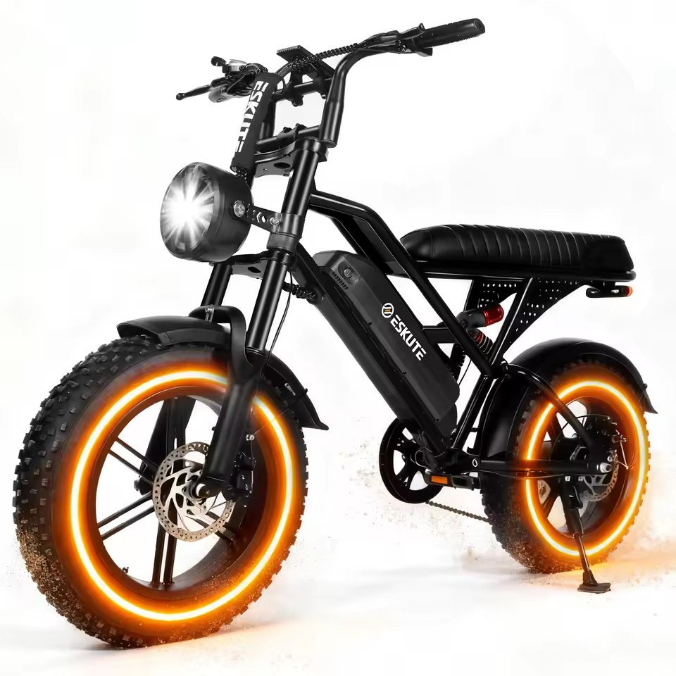 Eskute V100 Electric Bike 1500W Peak 28MPH 48V13Ah Motorcycle 16 X4 Fat Tire New