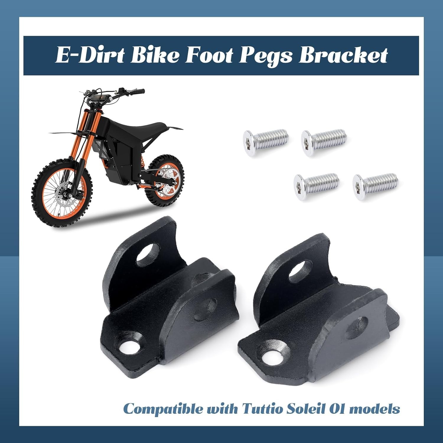 1 Pair E-Dirt Bike Foot Pegs Bracket Holder Compatible with Tuttio Soleil 01, Fo