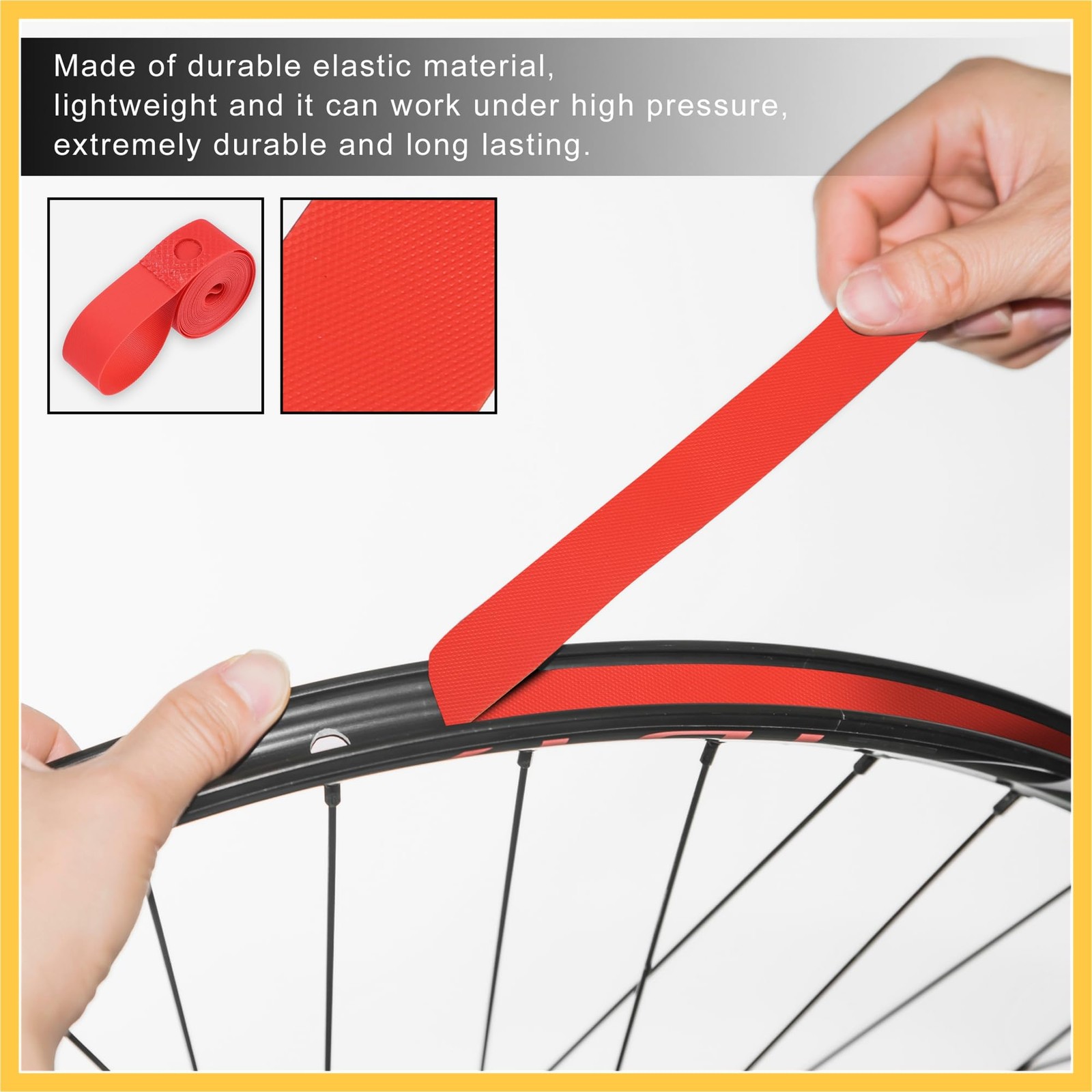 Bicycle Wheel Rim Strip Tape Liners High Pressure Inner Tube Protector Red