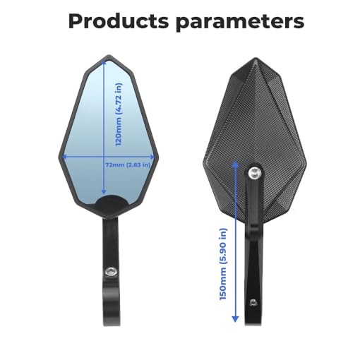 Blue Lens Side Bar End Mirror for YAMAHA MT-09 MT-09SP 2021-2023, Aluminum