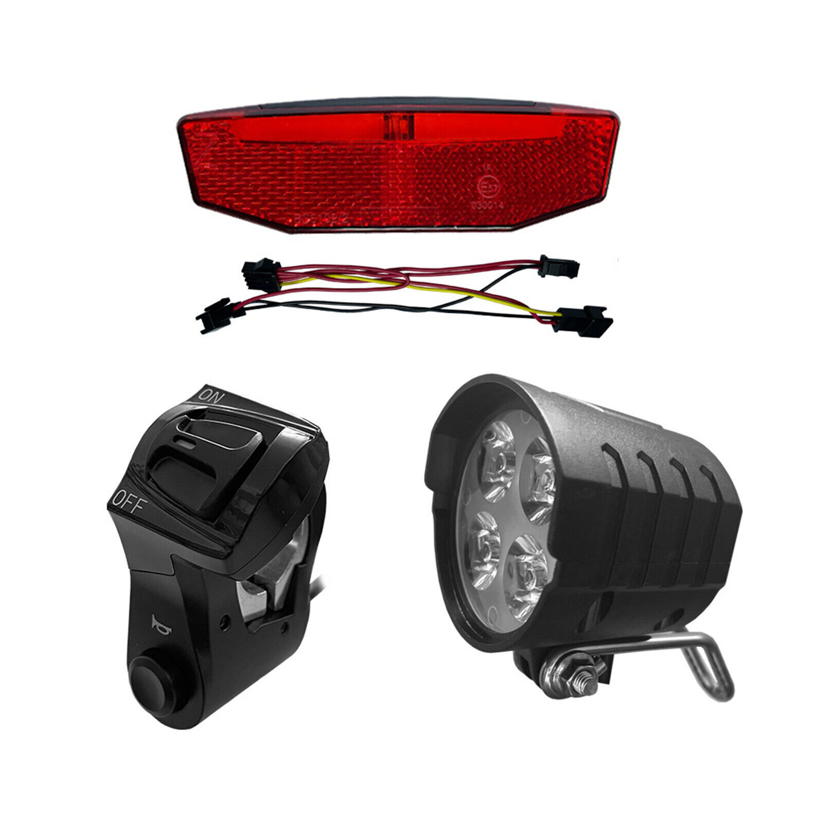 36V/48V/52V/60V 3 in 1 E-Bike Light set Headlight & Tail Light with Horn Switch